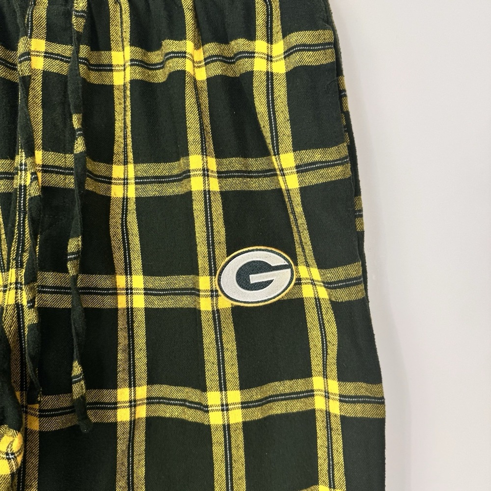 NFL Green Bay Packers Pajama Pants Men XL Green Gold Plaid Fleece Lounge Pants - Picture 3 of 10